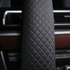 38cm Steering Wheel Cover PU Leather Anti Slip Steer Wheel Protector Breathable Fiber Braid Universal Steering Cover 1pc CM World