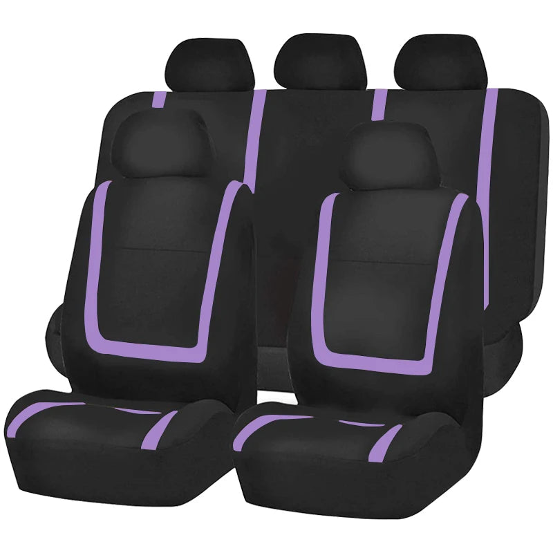 Full Set Car Seat Cover Fabric Universal Polyester Breathable Washable Suitable For Car Truck Van Suv Car Accessories Interior CM World