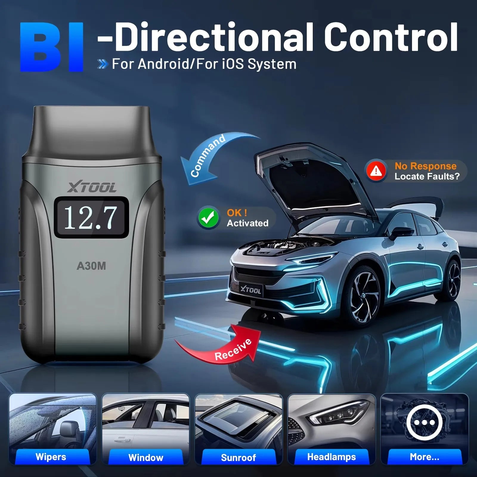 Popular XTOOL Anyscan A30M Bluetooth OBD2 Code Reader Scanner All System Bi-directional Car Diagnostic Tools 26+ Reset CAN FD CM World