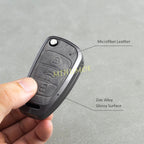 For Audi Fashion Gray Car Flip Key Fob Case Cover Shell Holder Protector A1 A3 TT TTS Q3 Q7 S3 Accessories Zinc Alloy CM World