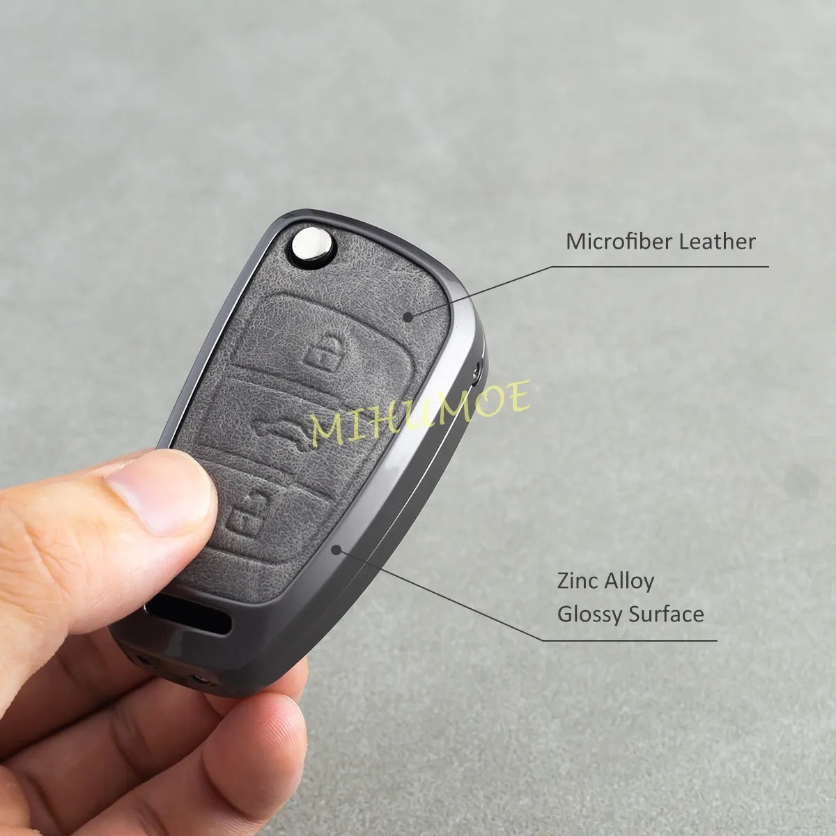 For Audi Fashion Gray Car Flip Key Fob Case Cover Shell Holder Protector A1 A3 TT TTS Q3 Q7 S3 Accessories Zinc Alloy CM World