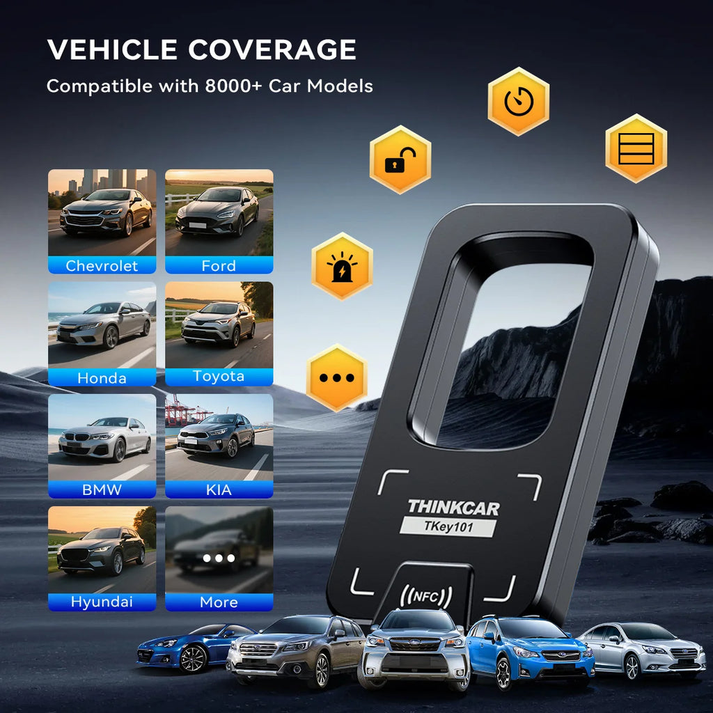 THINKCAR Tkey 101 Car Key Programmer With 6 Keys Frequency Detection Car Remote Control Key Tools For THINKCAR 689BT MUCAR 892BT CM World
