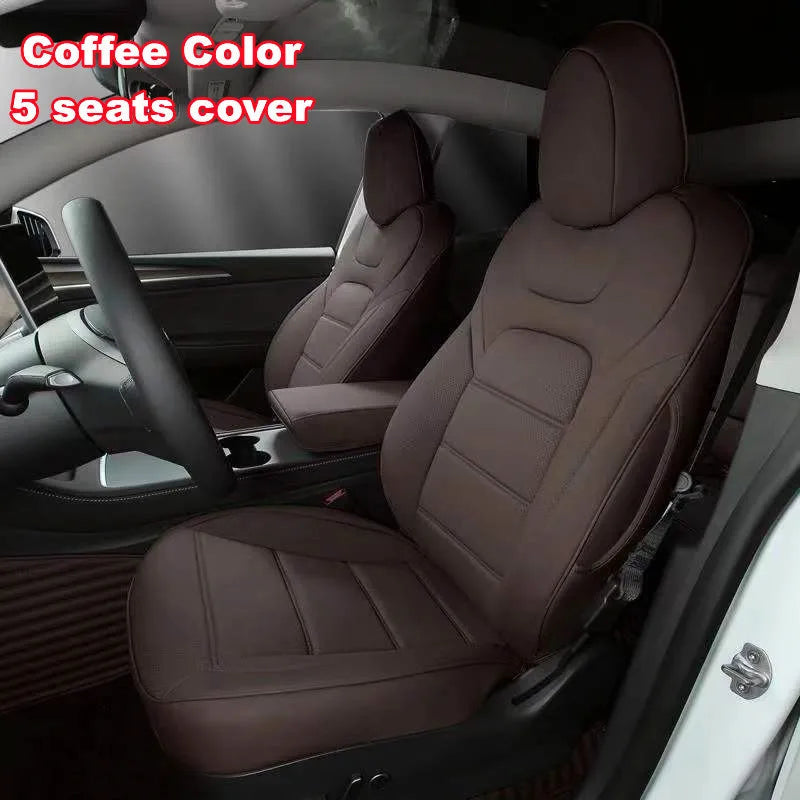 For Tesla Model 3 Y 2017 - 2025 Car Seats Cover Nappa Leather Full Surround Style Factory Wholesale Price Interior Accessories CM World