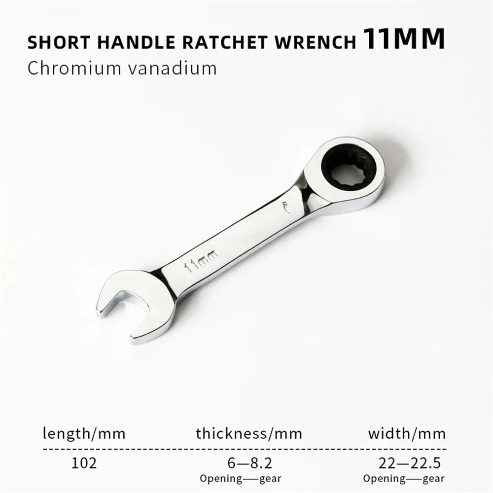 Mini Dual-purpose Ratchet Wrench Short Handle Labor-saving Ratchet Wrench Adjustable Auto Repair Hardware Ratchet Spanner Tool