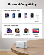 Anker 523 Charger Nano 3 47W Dual USB C Charger Durable Compact Fast Charging For Macbook Air/Galaxy/iphone/Xiaomi/AirPods Car Mobile World
