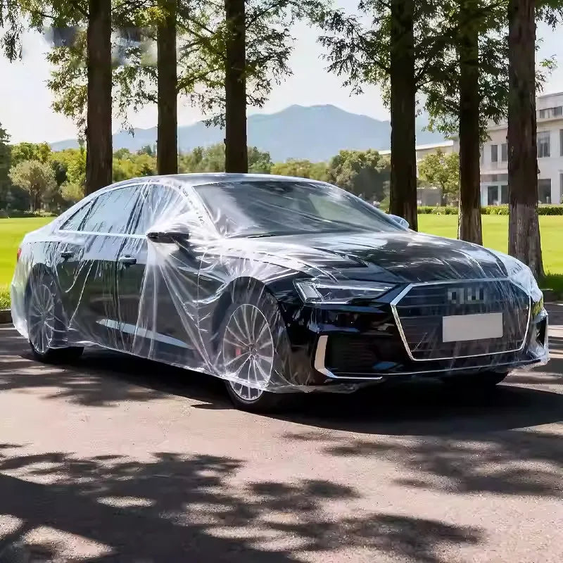 Car Sunscreen, Rainproof, Dustproof Disposable Car Clothing, Car Cover, Simple Transparent Plastic Full Cover, Full Car Cover