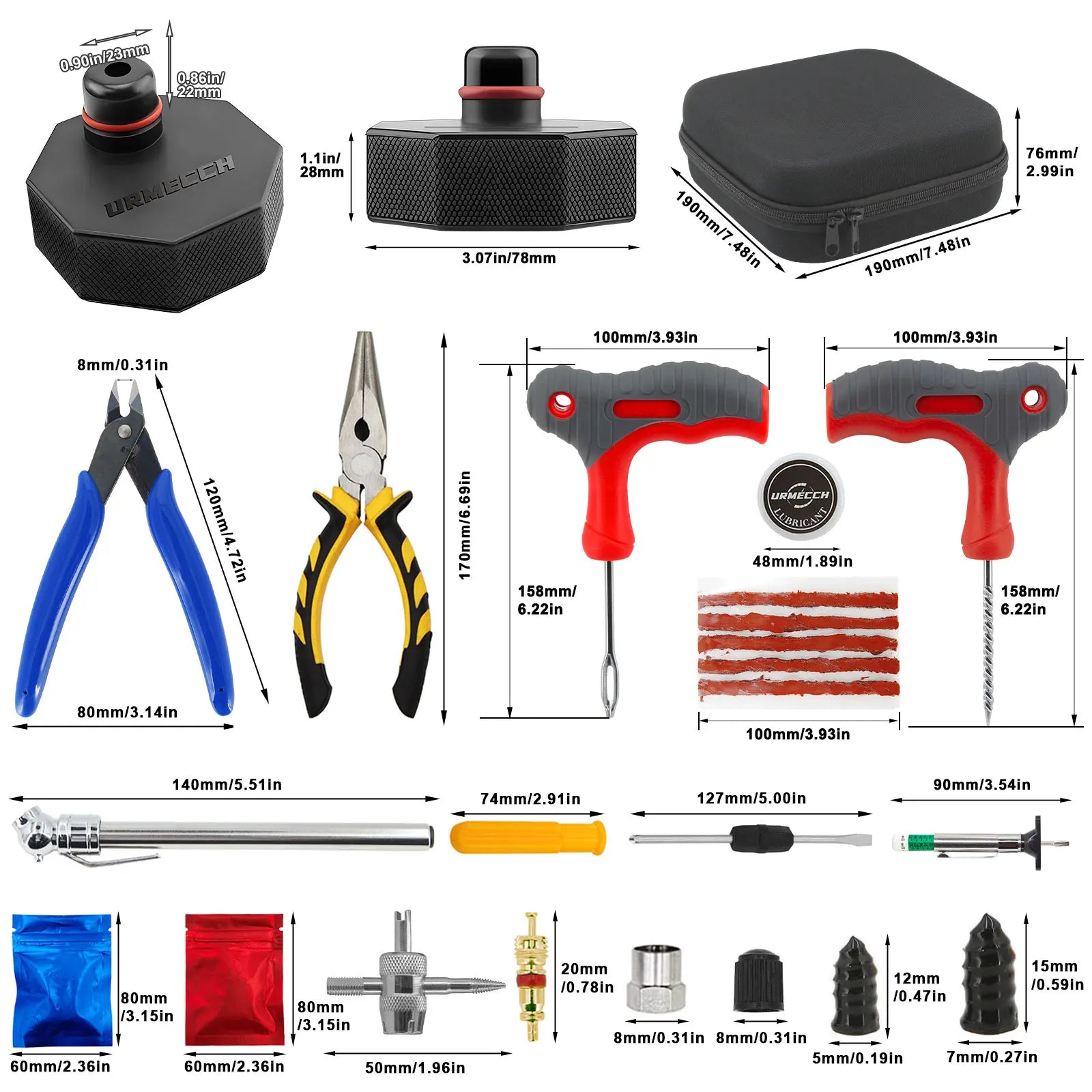 For Mach E Jack Pad with Tire Repair Tool Rubber Jack Puck for Ford Mustang 2024 2023 2022 2021 Tire Puncture Plug Needle Pliers CM World