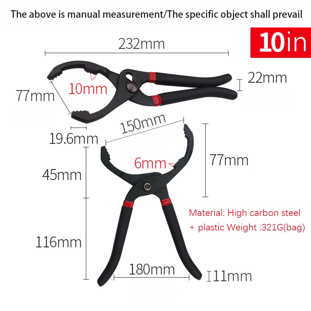 10/12 Inch Car Oil Filter Pliers Clamp Type Wrench Oil Filter Remove Disassembly Tool Filter Element Wrench for Truck Repair Car Mobile World