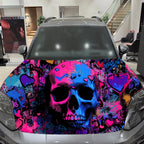 Colorful Graffiti Skull Car Vinyl Wrap, PVC Material Waterproof Car Hood Sticker, Self-Adhesive Scratch-Resistant Stickers for E