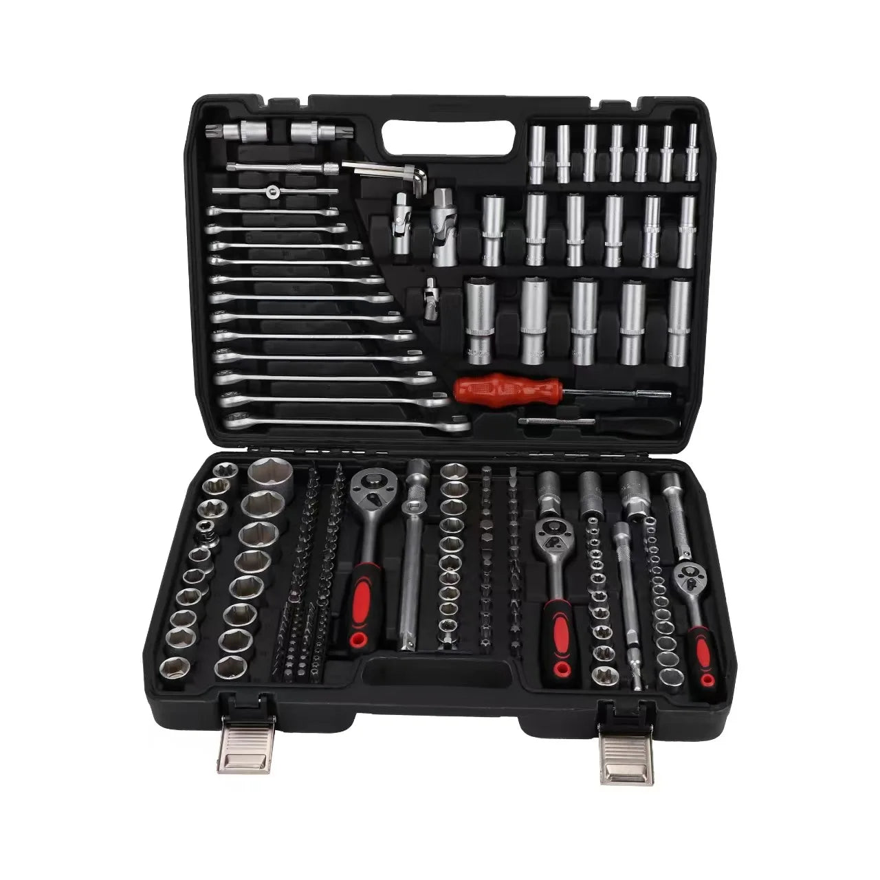 216-Piece Professional Socket Set - 1/2" 3/8" 1/4" Drive SAE & Metric, 72-Tooth Ratchet for Automotive & Home Repair CM World