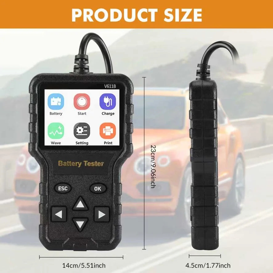 V611B 2026 Car Battery Health Checker Auto Electrician Tool for Assessing Vehicle Battery Condition