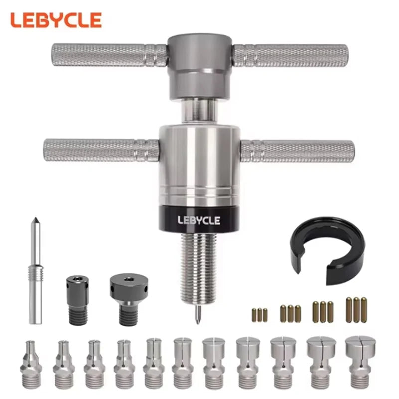 LEBYCLE Hub Bearing Removal Tool for MTB/Road Bike Front/Rear Wheels, Bicycle Hub Base Repair Tool with Durable Alloy Adapters CM World