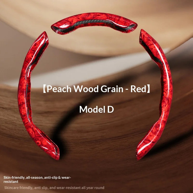 3 pcs of segmented peach wood texture car steering wheel cover, high-end and minimalist car steering wheel decoration