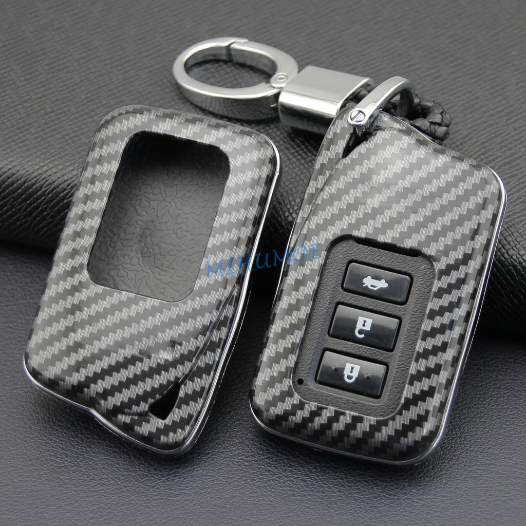 Car Key Fob Chain Case Cover Ring Shell For 2013-2023 Lexus RX ES NX IS GS LX RC Carbon Fiber 200t 300 300h 350 450h CM World