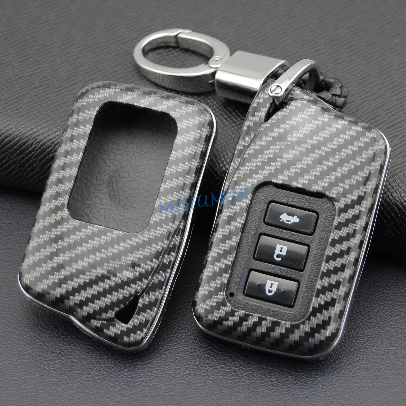 Car Key Fob Chain Case Cover Ring Shell For 2013-2023 Lexus RX ES NX IS GS LX RC Carbon Fiber 200t 300 300h 350 450h CM World