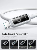 Joyroom 100W USB C Cable Automatic Power Off Fast Charge Type C Cable For iPhone 16 15 Pro Max  Xiaomi Sumsang Huawei