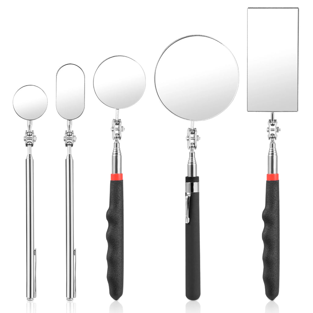 5/4Pcs Telescoping Inspection Mirrors Set Stainless Steel Retractable Mechanical Mirror 360° Rotation Mirror Inspection Tools CM World