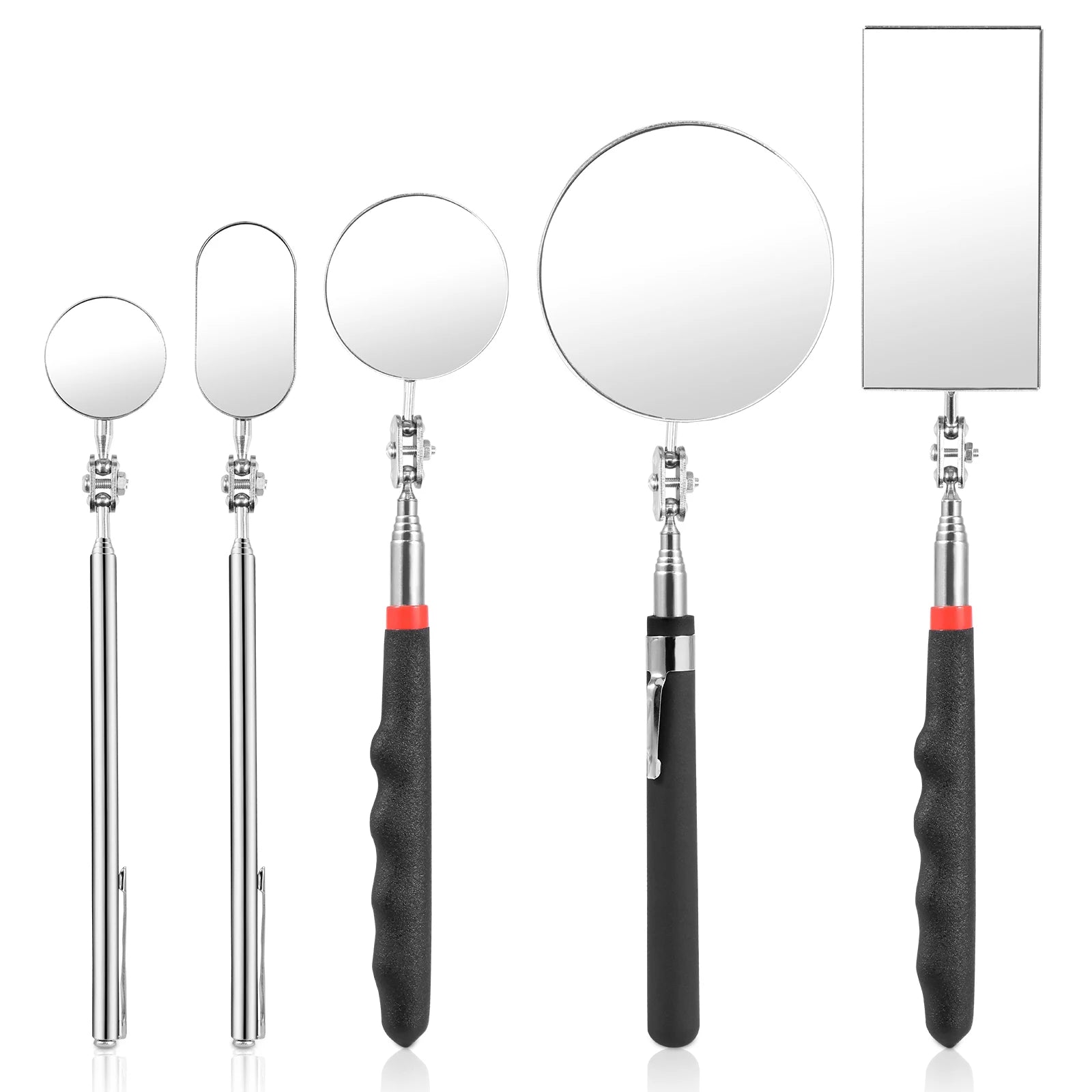 5/4Pcs Telescoping Inspection Mirrors Set Stainless Steel Retractable Mechanical Mirror 360° Rotation Mirror Inspection Tools CM World