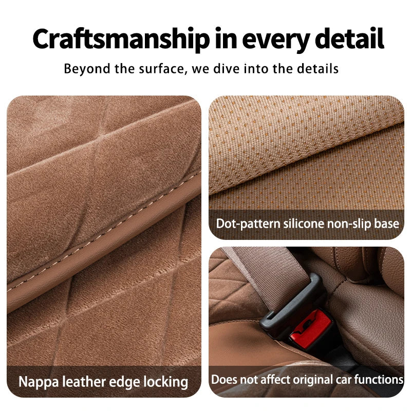 2Pcs Universal Fit Car Seat Mats Flannel Coverage Back Seat Supports Pad Protector Covers Non-Slip Cushion Interior Accessories CM World