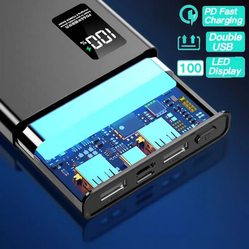200000mAh 66W Outdoor Portable Powerbank Fast Charging with USB Type C Power Bank Battery Charger For iPhone Samsung Huawei Car Mobile World