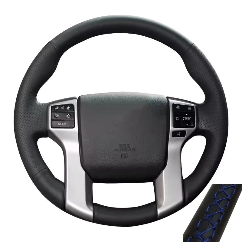 DIY Car Steering Wheel Cover For Toyota Land Cruiser Prado Tacoma Tundra Sequoia Customized Hand-stitched Microfiber Leather
