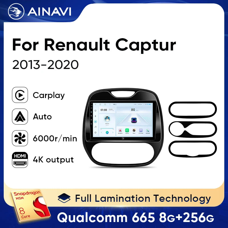 Ainavi Android 13 Car Radio For Renault Captur CLIO Samsung QM3 2014 - 2020 Kaptur Car Multimedia Wireless Carplay Android Auto CM World