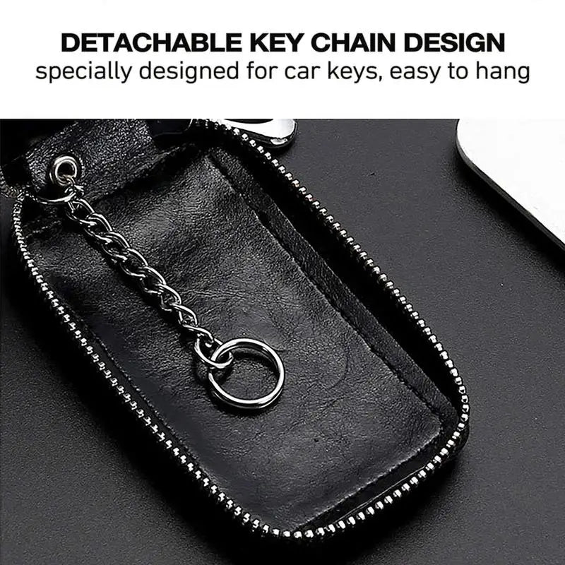 Leather Car Key Bag Unisex Key Protector KeyChain Multifunction Organizer Housekeeper Car Key Case Auto Remote Key Fob Pouch