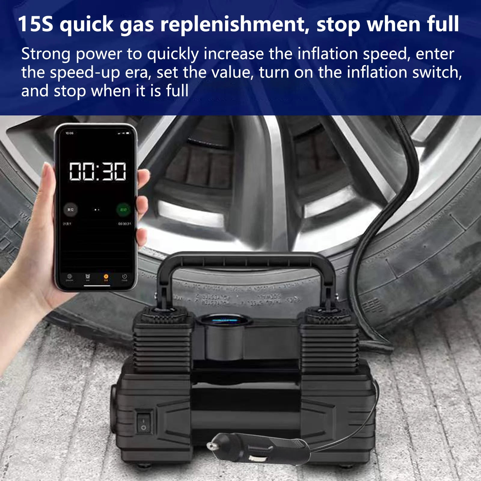 Car Tire Pump Auto Air Compressor Digital Display 12V Portable Auto Air Pump Up To 150 PSI Vacuum Tire Pump Car Accessories CM World