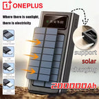 ONEPLUS 200000mAh Solar Power Bank Ultra Capacity USB Super Fast Charging USB  For iPhone Samsung Xiaomi Huawei Outdoor Power Car Mobile World