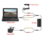 4.3 TFT LCD HD Screen Folding Car Monitor with Rear View Camera  8 LED Backup for Vehicle Parking Easy Installation CM World