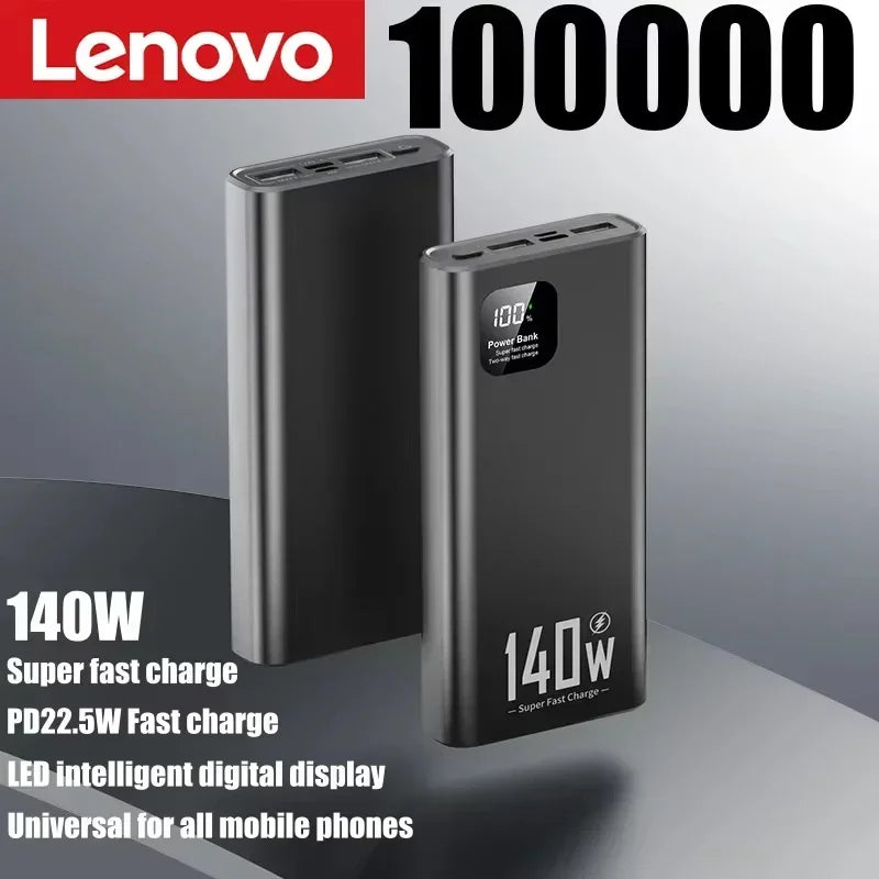 Lenovo 140W CCC Power Bank 500000mAh High Capacity Super Fast Charging Portable Battery Charger for iPhone 12-17 Samsung 2026 Car Mobile World