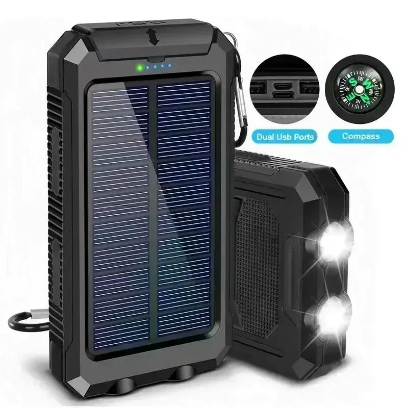 Top-Rated 10000mAh Solar Power Bank Waterproof Fast Charge External Battery Pack Car Mobile World