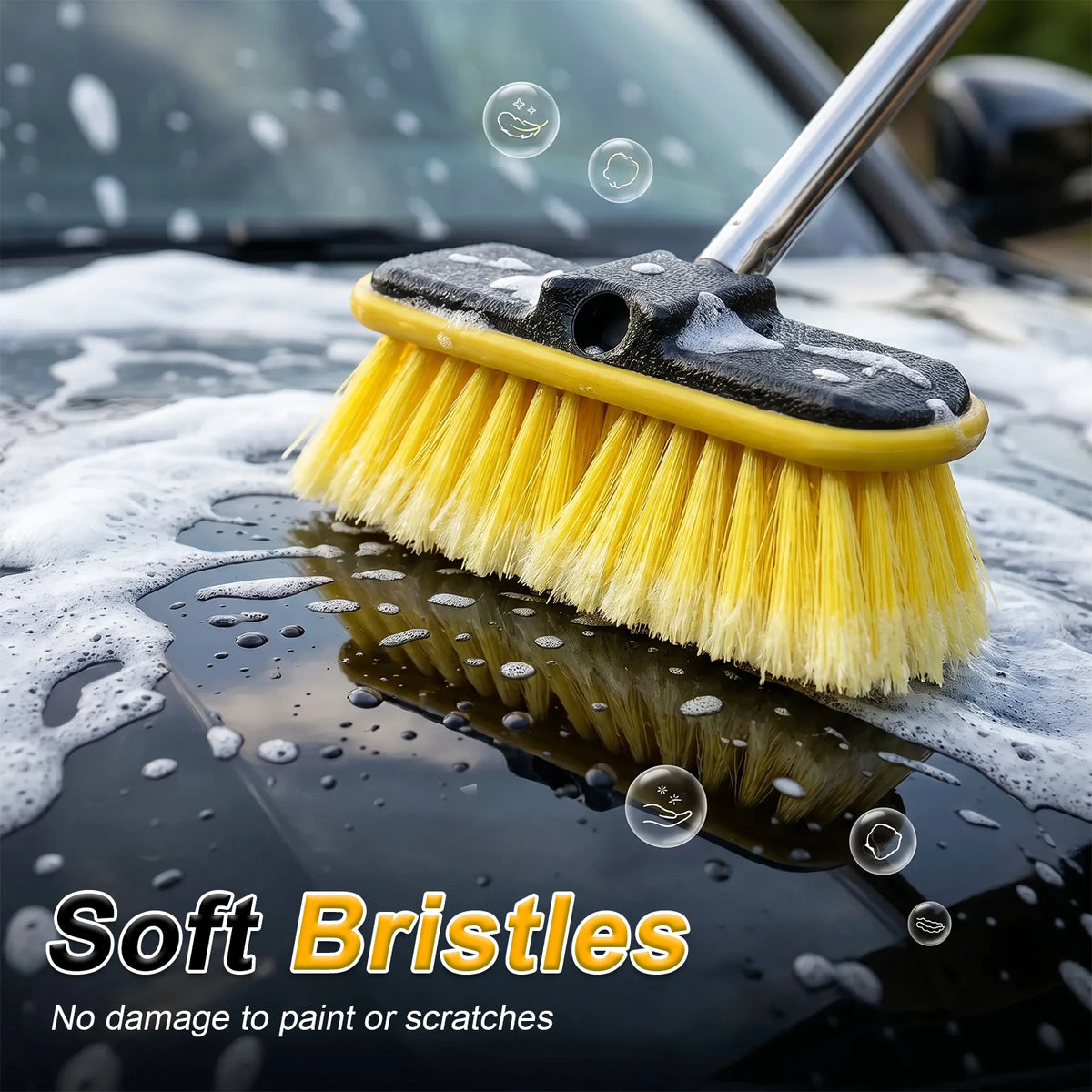 2Pcs Car Wash Brush Head Practical Exterior Automotive Cleaning Brush Head with Soft Bristle RV Window Cleaning Tool Accessories