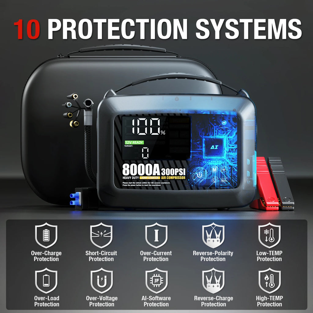 AdoreTrip NEW 8000A Car Jump Starter Power Bank Heavy Duty  Air Pump Car Battery Emergency Boosters Starting Device Car Starter