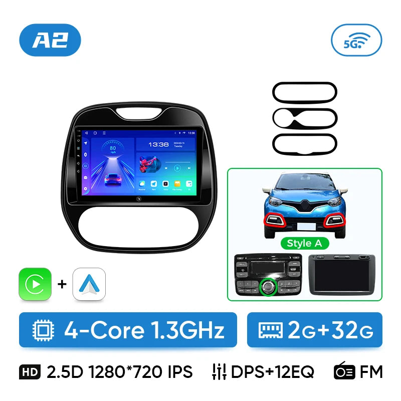 Ainavi Android 13 Car Radio For Renault Captur CLIO Samsung QM3 2014 - 2020 Kaptur Car Multimedia Wireless Carplay Android Auto CM World