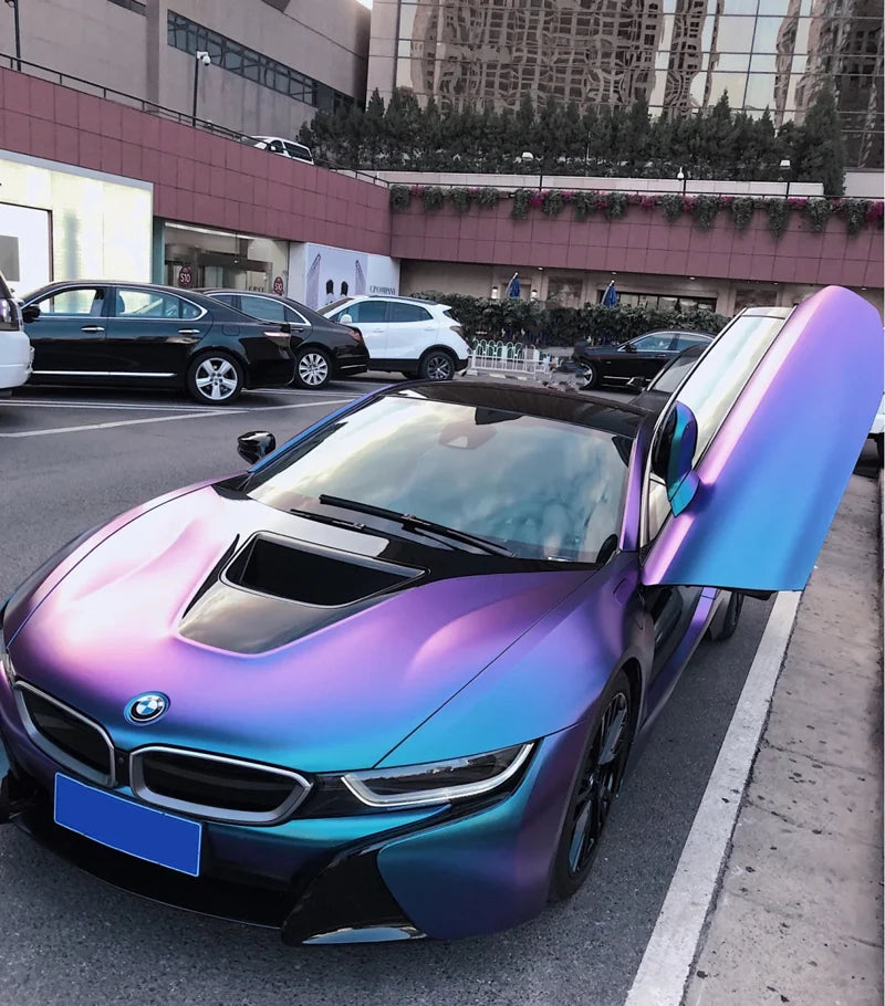 Sparkle Metallic Chameleon Vinyl Wrap Film Roll Purple to Blue Adhesive Decal Vehicle Car Wrapping Car Mobile World