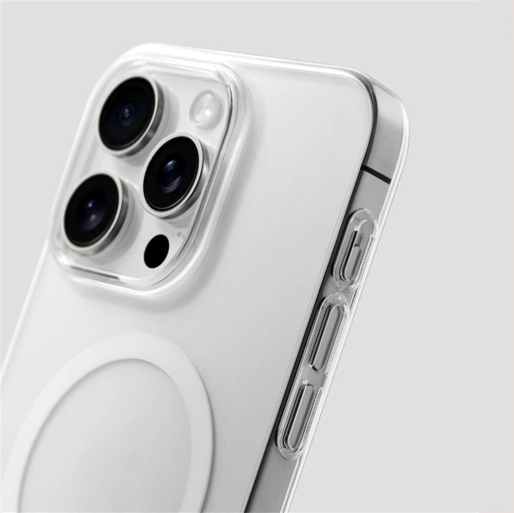 Ultra Thin Hard PC HD Transparent Magnetic Case For iPhone 17 Pro Max Air 16 15 14 13 12 For Magsafe Wireless Charge Clear Cover