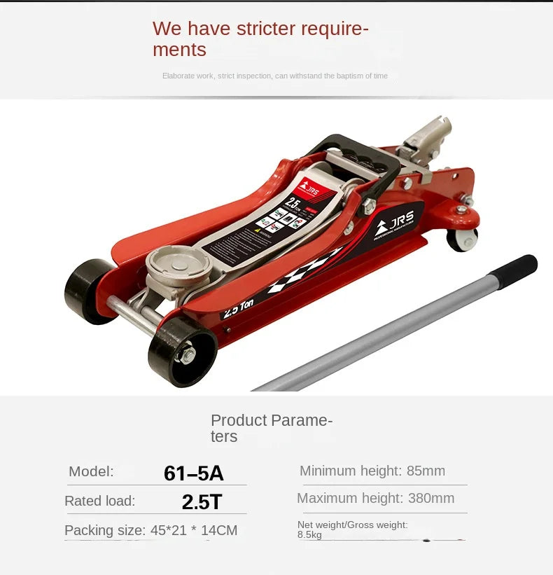 2.5 T Horizontal Jack Hydraulic Sedan Hydraulic Lifting Tool for Small Cars Extended Compression Bar