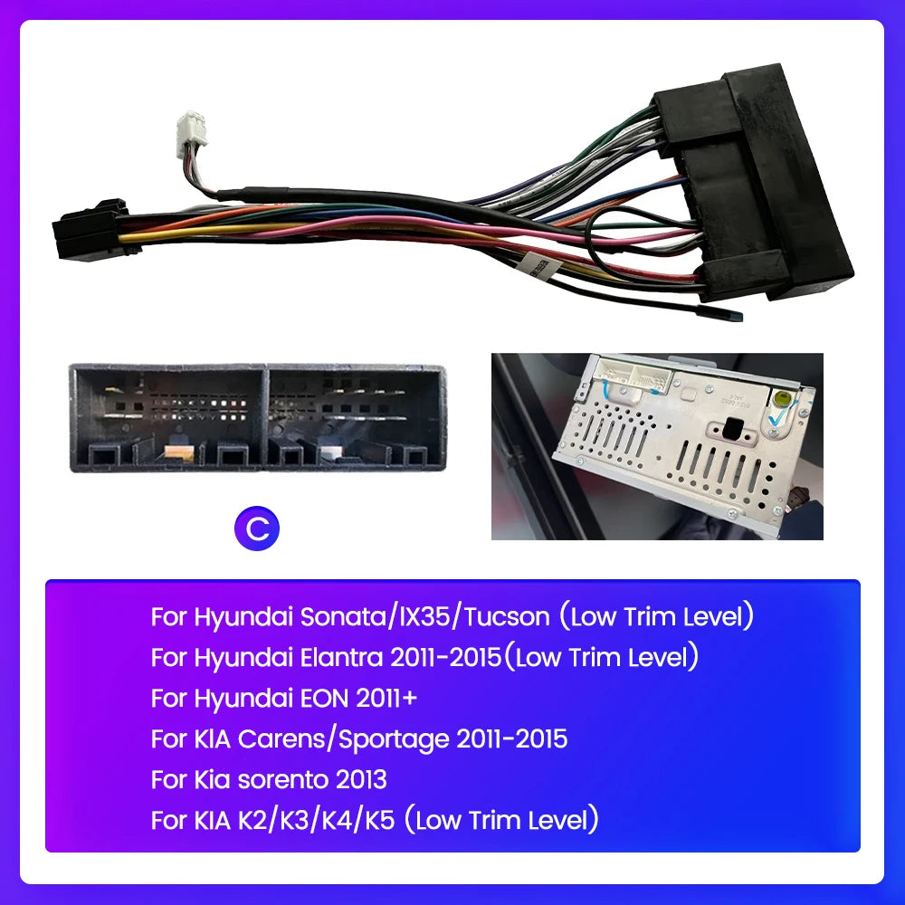 Power Cable For Hyundai Kia Android Car Radio Stereo Car Audio MP5 Player GPS Central Automotive Multimedia Player Accessories CM World