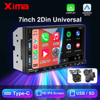 XIMA Universal 2din 7inch IPS Touch Screen Carplay Android Auto Car Radio Bluetooth FM Auxiliary Input Car Multimedia Player CM World