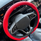 Leather D cut Auto Steering Wheel Cover Ultra-Thin Breathable Non-Slip D Shape Sport Car Steering Wheel Protector Accessories CM World