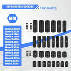 50-Piece 3/8" Drive Socket Set SAE & Metric - Chrome Vanadium Steel Impact Sockets with Extension Bar & Ratchet CM World