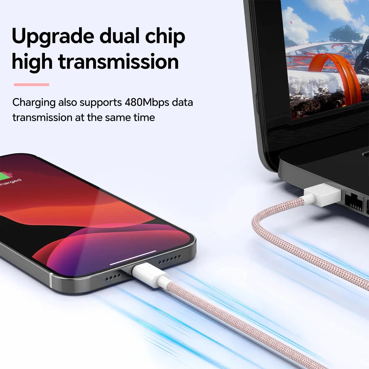 USB Cable For iPhone 14 13 12 11 Pro Max Xs 8 Plus iPad Macbook Wire 3A Fast Charging Type C To Lighting Data Cord
