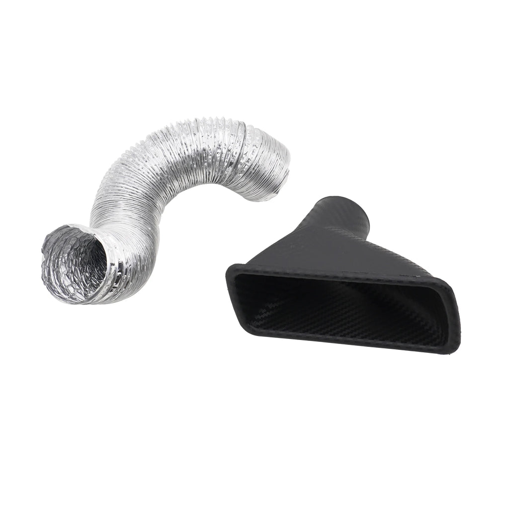 Car Front Bumper Admission Air Intake Pipe Kit Universal Turbo Inlet Hose ABS Plastic Carbon Fiber Look Cold Air Funnel Pipe Set CM World