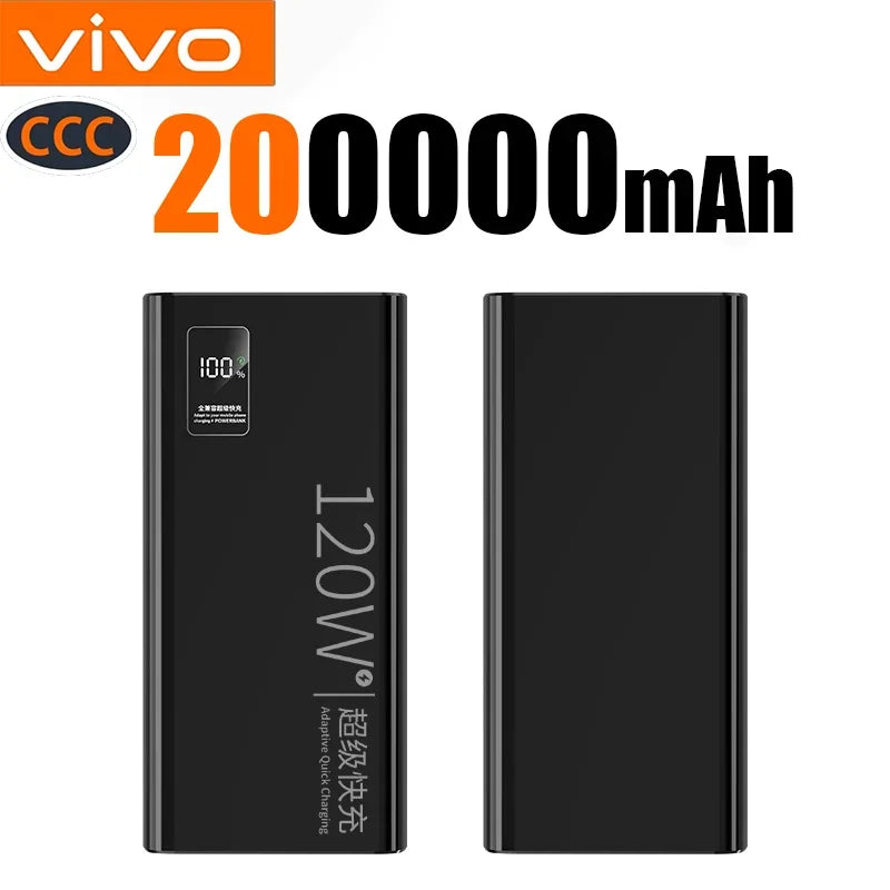 VIVO 2026 Large Capacity 500000mAh Powerbank 120W Fast Charging LEDPower Bank Portable Battery Charger Supply For Iphone Samsung Car Mobile World