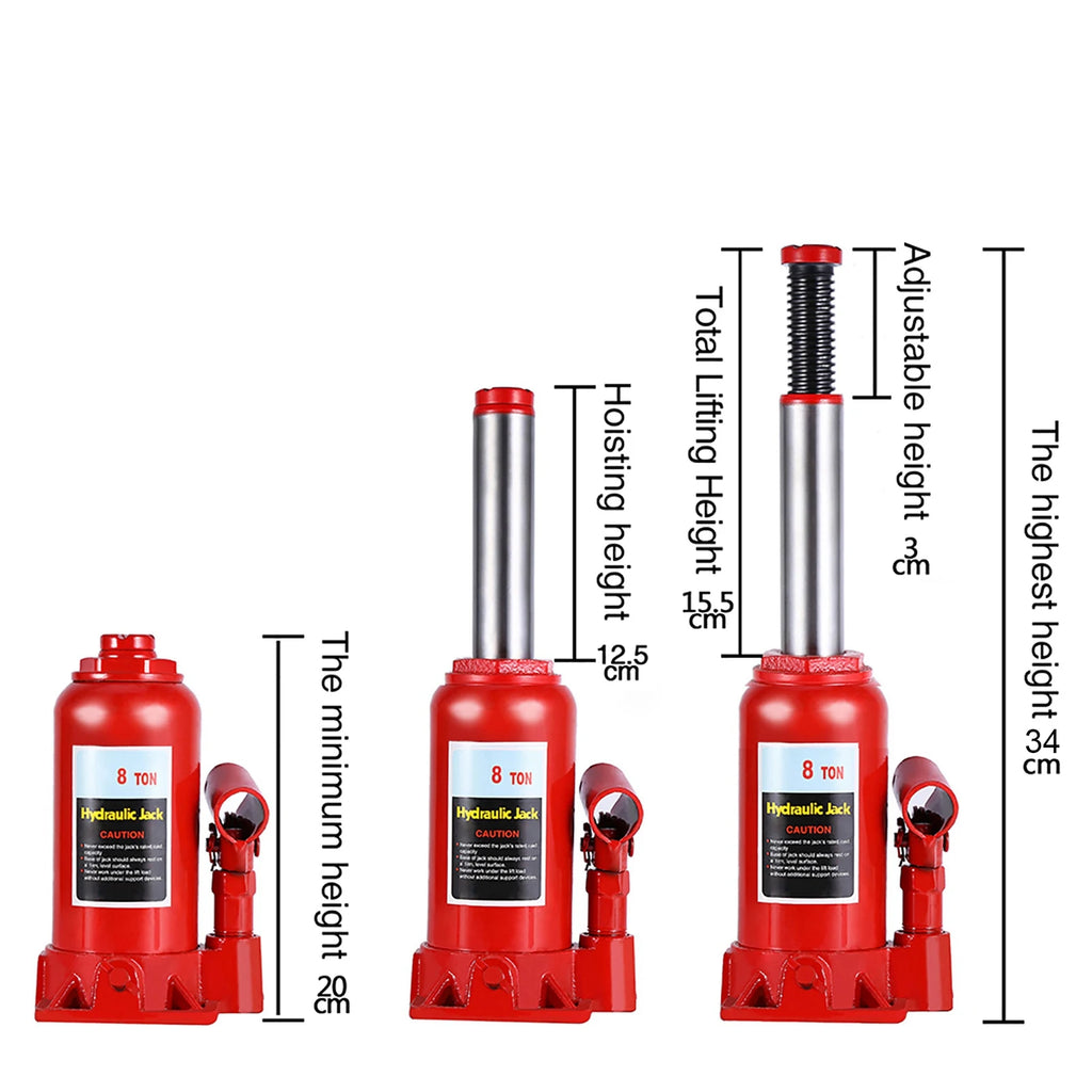 8T Portable Hydraulic Bottle Jack Automotive Life for Car Truck  Tractors Automotive Lifter Car Lift Vehicle Repair Tool CM World