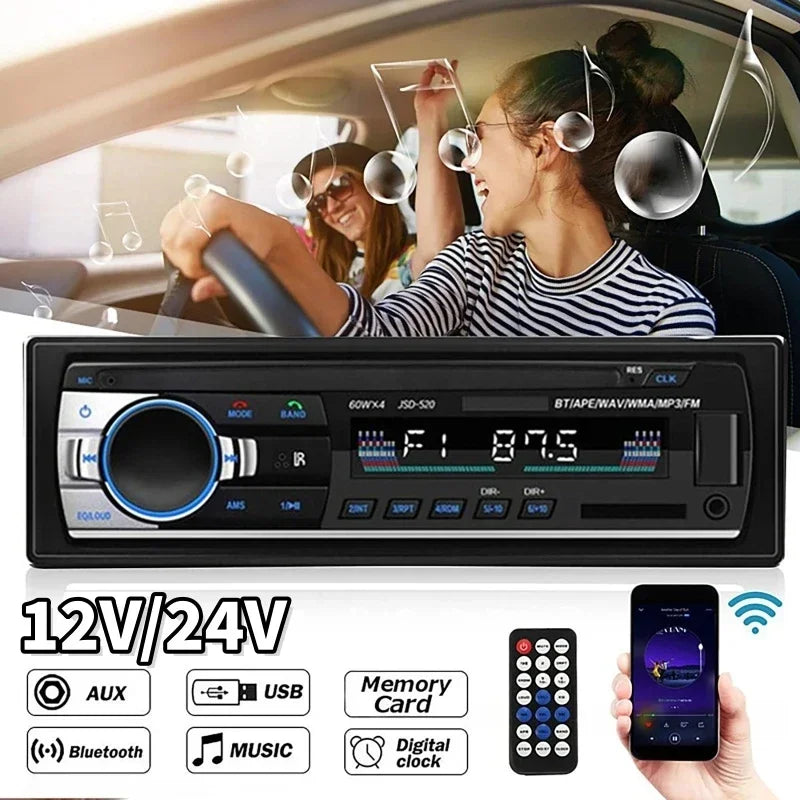 Car MP3 Player Stereo 12/24V 60W Bluetooth Audio Radio Car Truck Usb Bluetooth Handsfree Call Car USB Card Insert MP3 Radio Kit CM World
