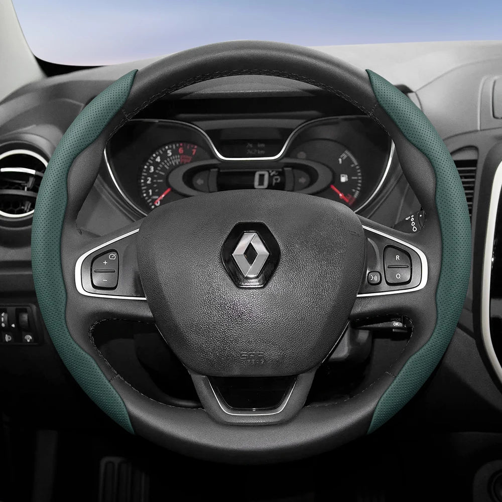 Suitable for Renault Breathable Hole Leather Steering Wheel Cover Segmented Quick Release Design Non-Slip and Durable Megane 3 2 4 Clio4 5 Captur Trafic Scenic Austral Kangoo Arkana Kadjar Master Fluence Zoe Twingo Qm6 CM World