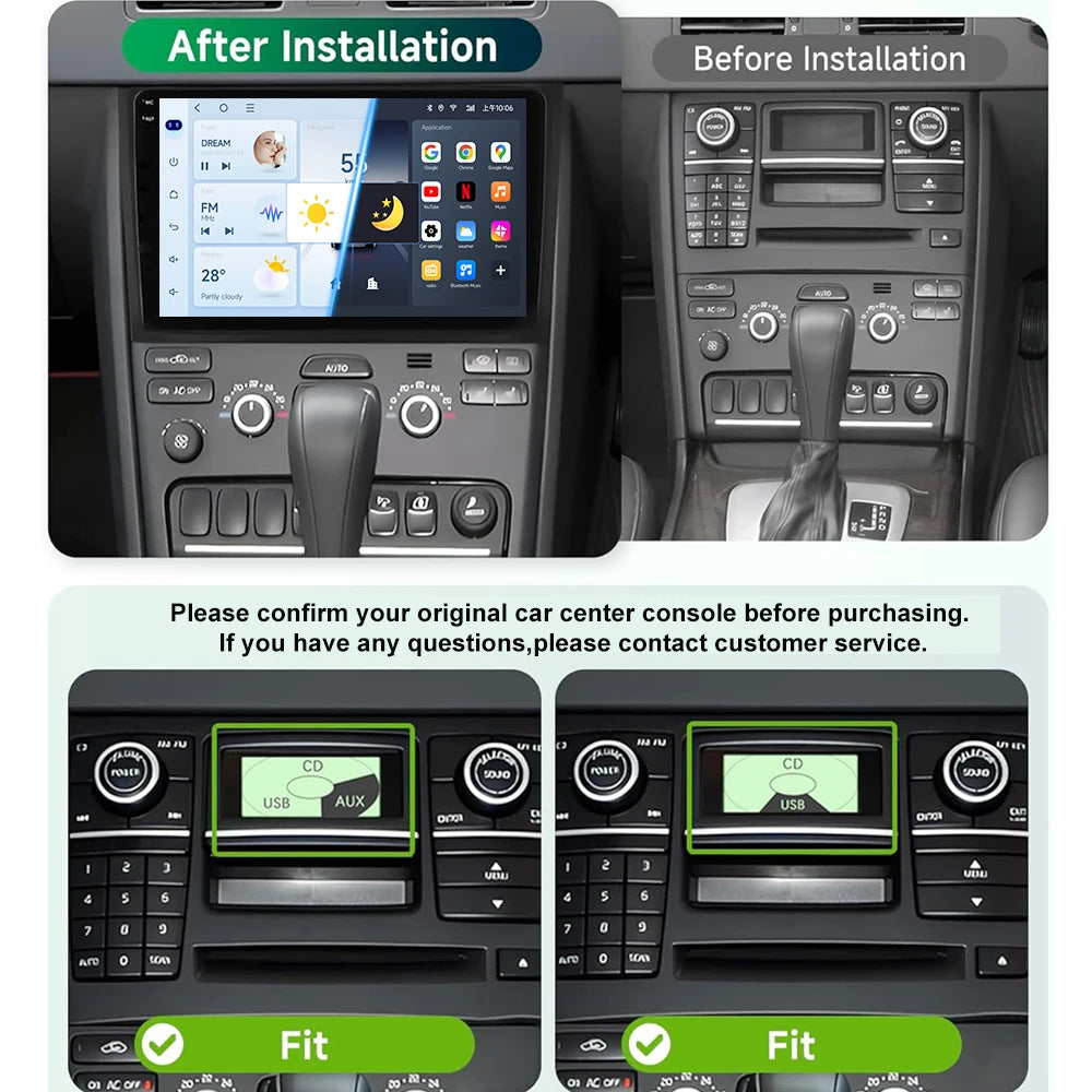 JIUYIN 10.1“ Car Radio Player For Volvo XC90 2004-2014 Android15 Multimedia Wireless CarPlay Audio Auto Video Stereo GPS Screen CM World