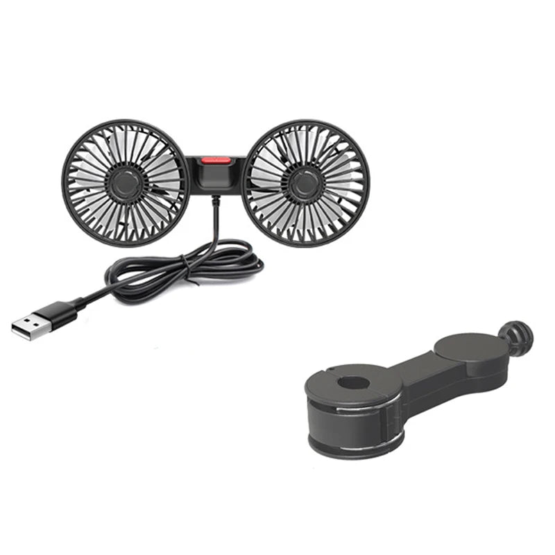 Car Fan  3-speed Car Seat Back Cooling Fan USB Charge Dual Head Fan 360 Degree Rotation Neck Cooler for Summer Car Accessories CM World